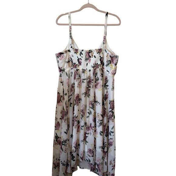 Torrid Floral Chiffon Empire Waist, Asymmetric Hem Dress Size 1X Soft Girl - Picture 4 of 14